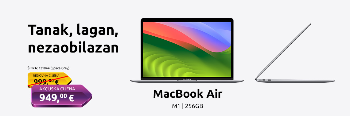 Laptop APPLE MacBook Air 13.3", M1 8 Core CPU/7 Core GPU/8GB/256GB, Space Grey, CRO KB (mgn63cr/a)