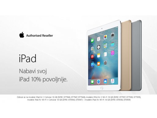 Nabavi svoj iPad 10% povoljnije!