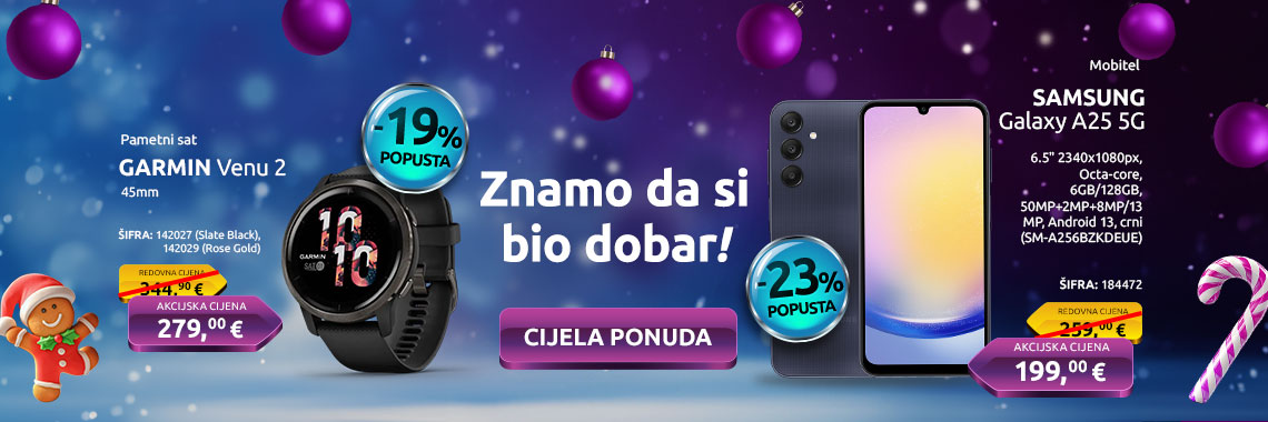 Božićna ponuda 2024 mobitel Samsung i Garmin Venu 2