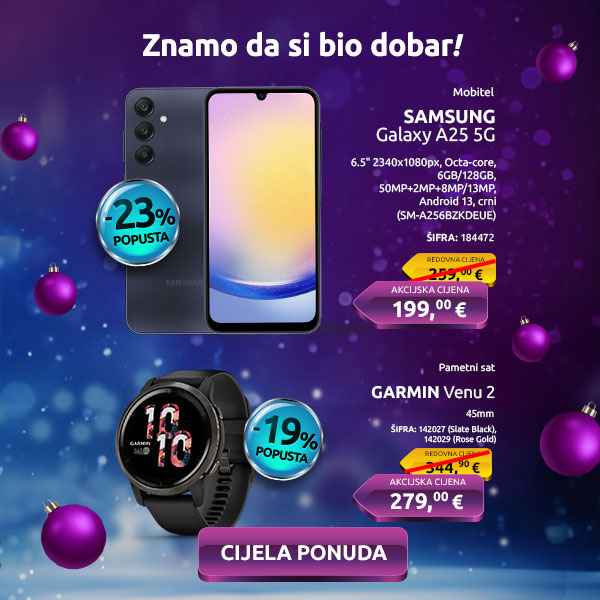 Božićna ponuda 2024 mobitel Samsung i Garmin Venu 2