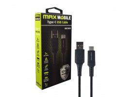  Kabel MAXMOBILE USB-C(m) na USB-A(m), 1m, Quick Charge 3.0, kevlar, crni