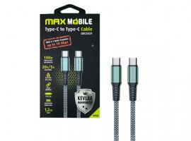  Kabel MAXMOBILE USB-C(m) 3.1 na USB-C(m) 3.1, 1.2m, Kevlar, 100W PD, sivi
