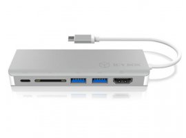  Docking stanica ICY BOX IB-DK4034-CPD, USB-C na 1x USB-C power delivery, 2x USB-A 3.0, 1x HDMI, 1x RJ45, 1x SD