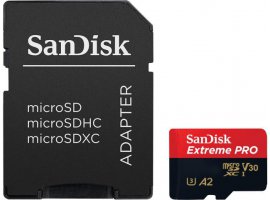  Memorijska kartica microSDXC 128 GB SANDISK Extreme Pro, Class10 A2 UHS-I U3 V30, 200 MB/s + SD adapter (SDSQXCD-128G-GN6MA)