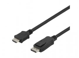  Video kabel DELTACO DisplayPort DP (m) na HDMI (m), 2m, 4K, kutija, crni