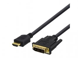  Video kabel DELTACO HDMI (m) na DVI-D (m), 2m, pozlaćeni konektori, kutija, crni