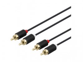  Audio kabel DELTACO 2xRCA (m) na 2xRCA (m), 1m, pozlaćeni, kutija, crni