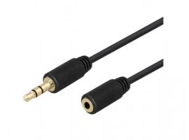  Produžni audio kabel DELTACO 3.5mm (m) na 3.5mm (ž), 1m, pozlaćeni konektori, kutija, crni